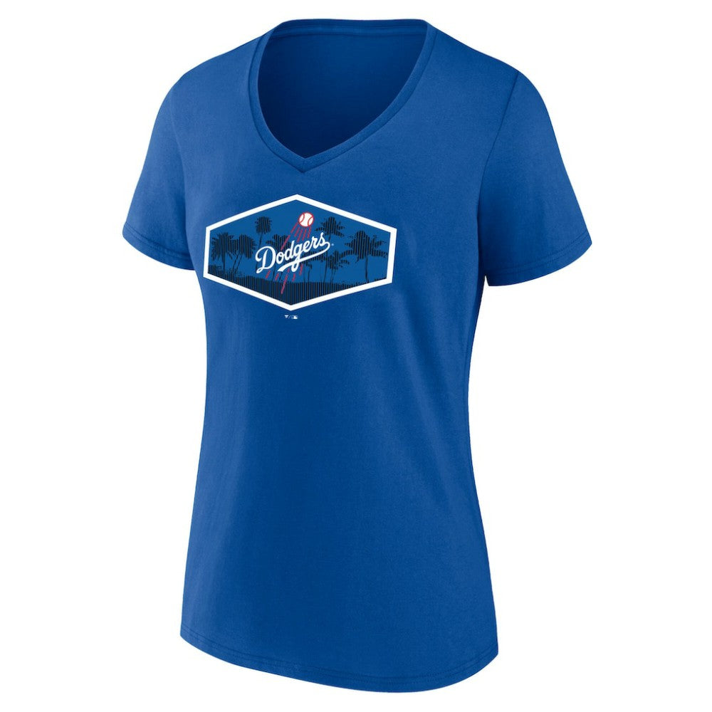 Los Angeles Dodgers Women's Hometown Scoreboard V-Neck T-Shirt - Royal