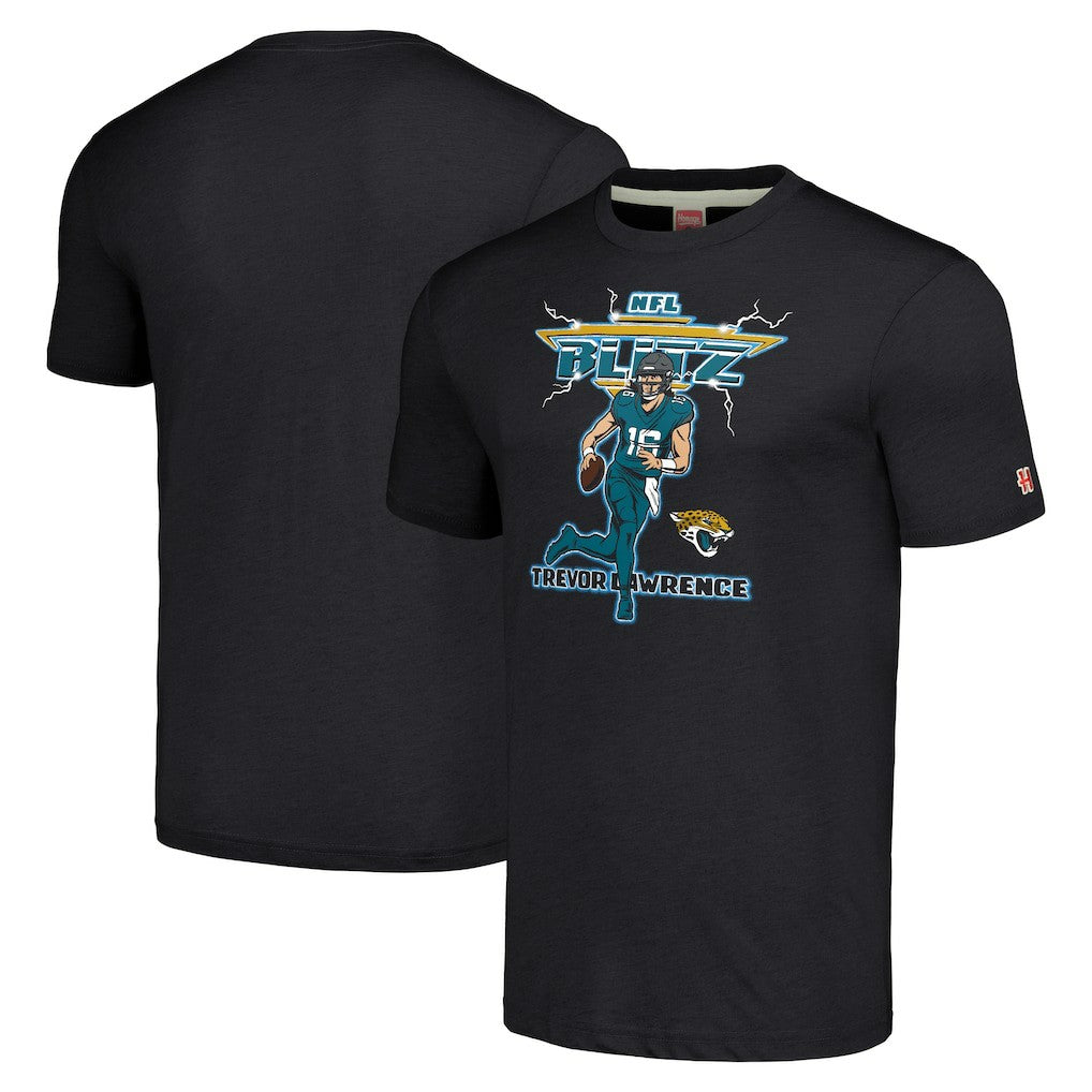 Trevor Lawrence Jacksonville Jaguars Homage Unisex NFL Blitz Player Tri-Blend T-Shirt - Charcoal on sale
