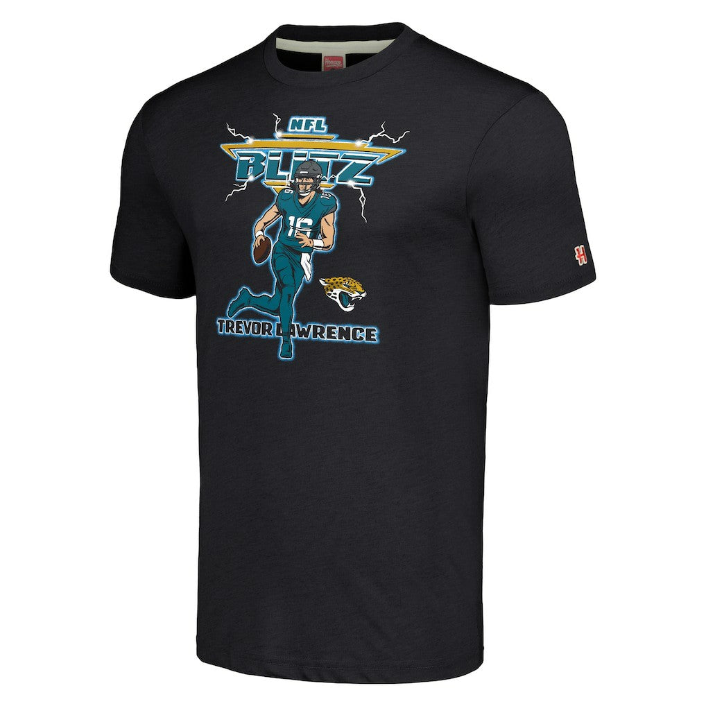 Trevor Lawrence Jacksonville Jaguars Homage Unisex NFL Blitz Player Tri-Blend T-Shirt - Charcoal on sale