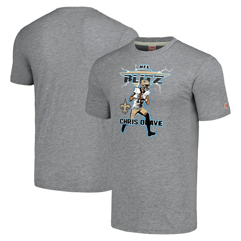 Chris Olave New Orleans Saints Homage Unisex NFL Blitz Player Tri-Blend T-Shirt - Gray discount