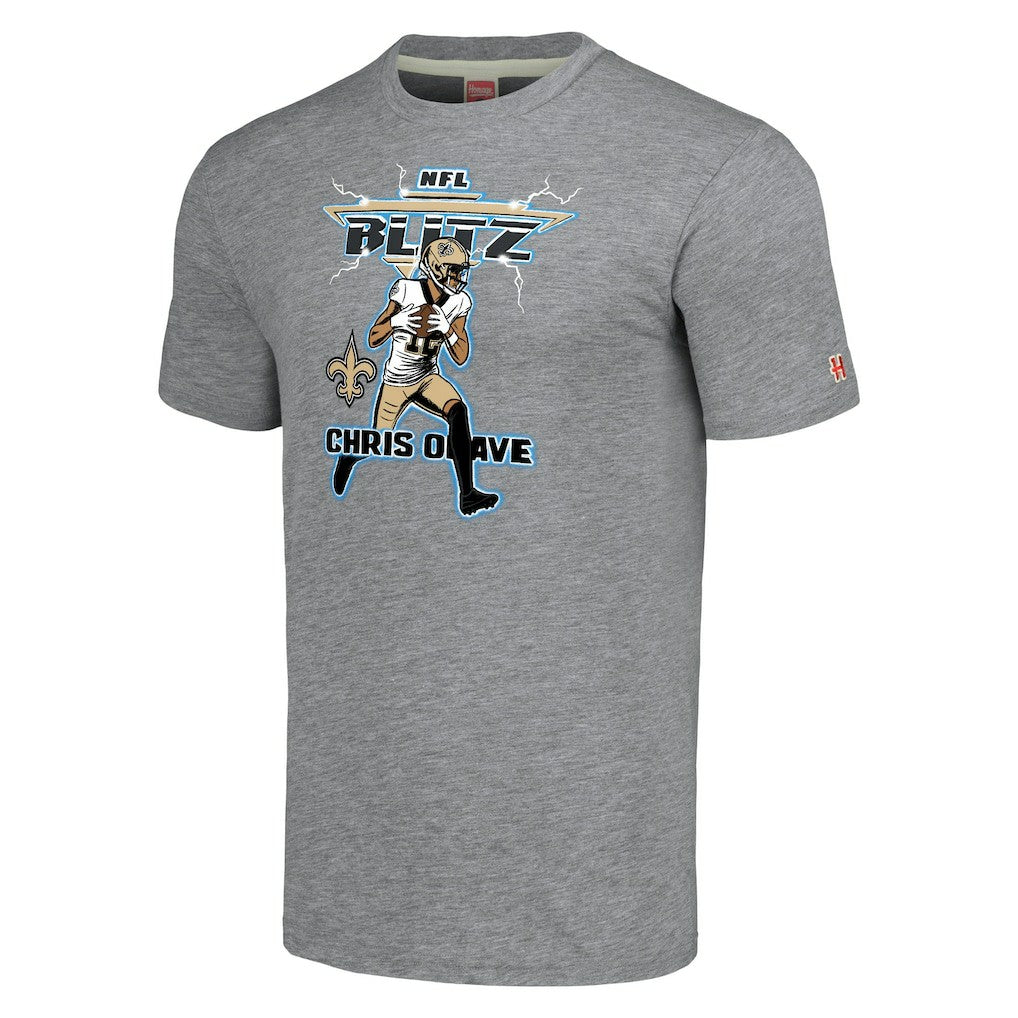 Chris Olave New Orleans Saints Homage Unisex NFL Blitz Player Tri-Blend T-Shirt - Gray discount