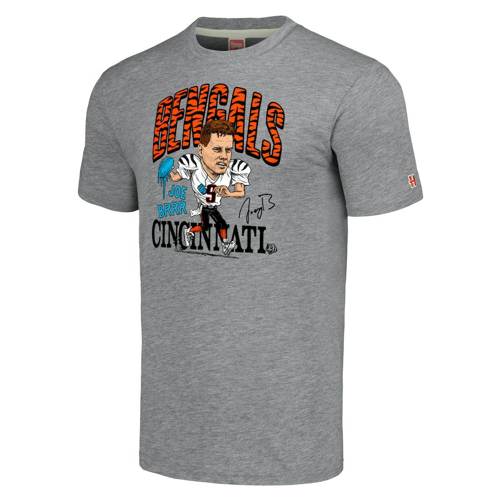 Joe Burrow Cincinnati Bengals Homage Unisex Caricature Player Tri-Blend T-Shirt - Gray on sale
