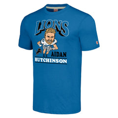 Aidan Hutchinson Detroit Lions Homage Unisex Caricature Player Tri-Blend T-Shirt - Blue discount