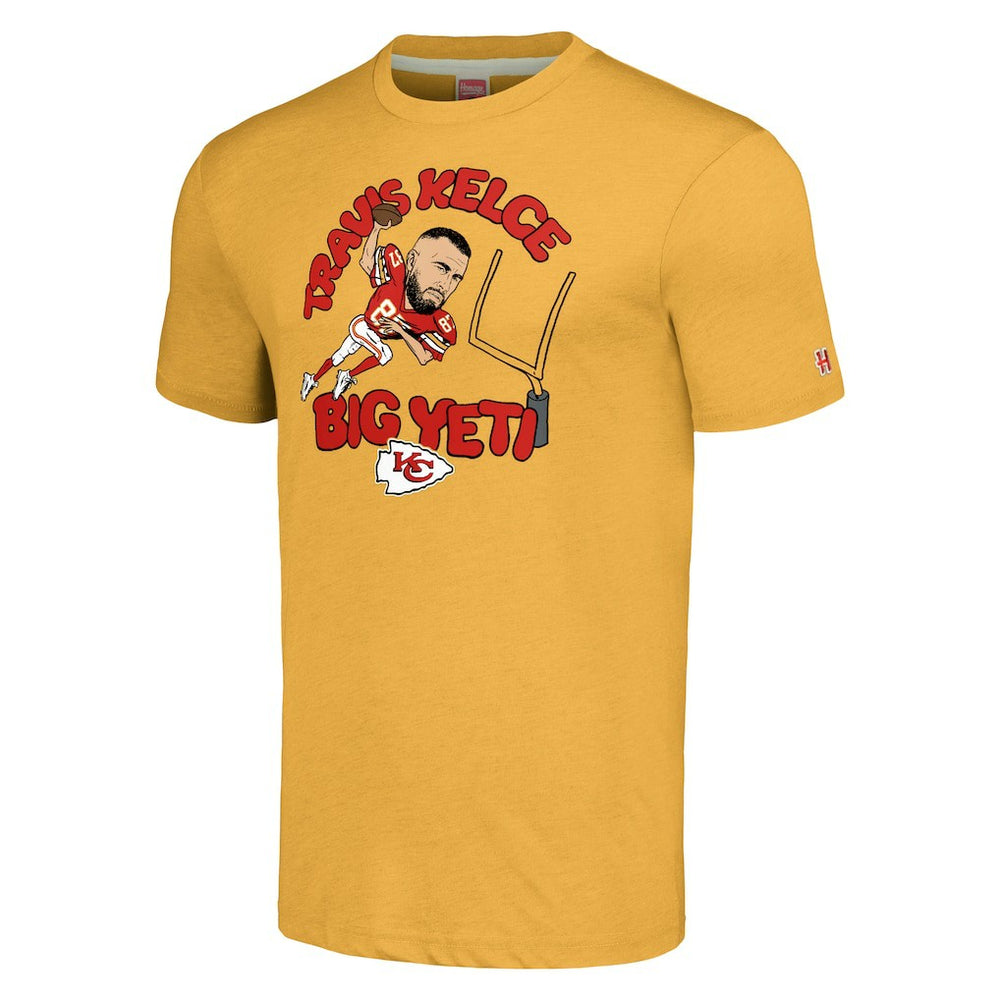 Travis Kelce Kansas City Chiefs Homage Unisex Caricature Player Tri-Blend T-Shirt - Gold online