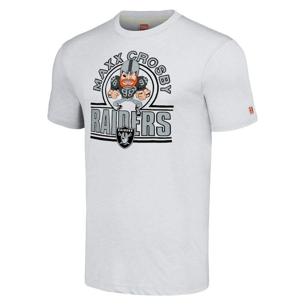 Maxx Crosby Las Vegas Raiders Homage Unisex Caricature Player Tri-Blend T-Shirt - Ash discount