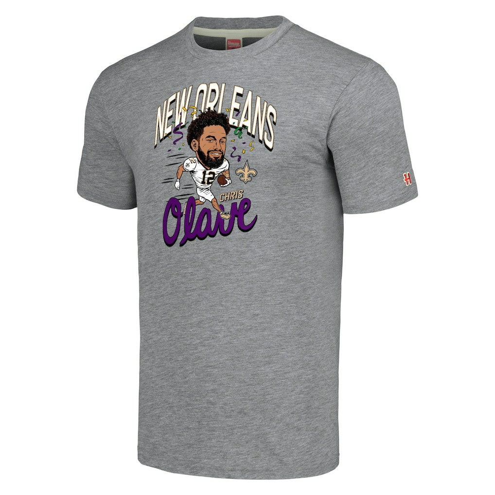 Chris Olave New Orleans Saints Homage Unisex Caricature Player Tri-Blend T-Shirt - Gray cheap