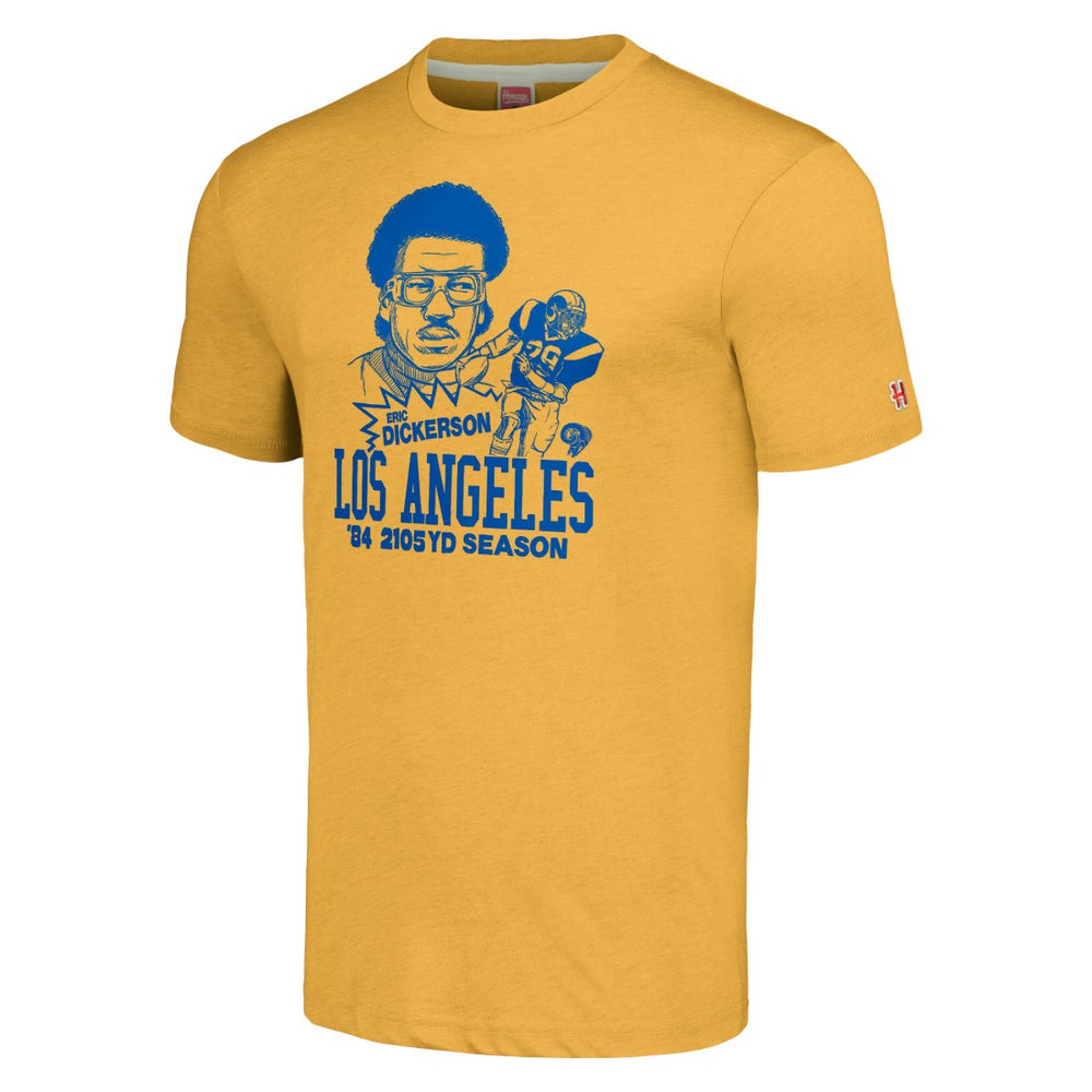 Eric Dickerson Los Angeles Rams Homage Unisex Caricature Retired Player Tri-Blend T-Shirt - Gold online