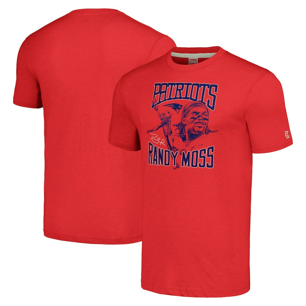 Randy Moss New England Patriots Homage Unisex Caricature Retired Player Tri-Blend T-Shirt - Red discount