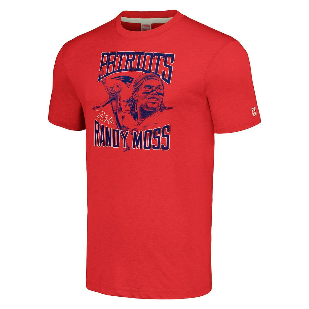 Randy Moss New England Patriots Homage Unisex Caricature Retired Player Tri-Blend T-Shirt - Red discount