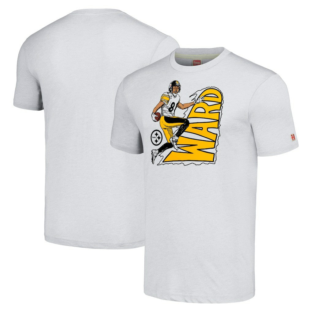 Hines Ward Pittsburgh Steelers Homage Unisex Caricature Retired Player Tri-Blend T-Shirt - Ash online