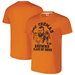 Joe Thomas Cleveland Browns Homage Unisex Caricature Retired Player Tri-Blend T-Shirt - Orange on sale