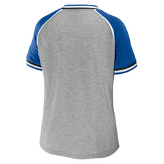 Indianapolis Colts WEAR by Erin Andrews Women's Cropped Raglan Throwback V-Neck T-Shirt - Heather Gray online