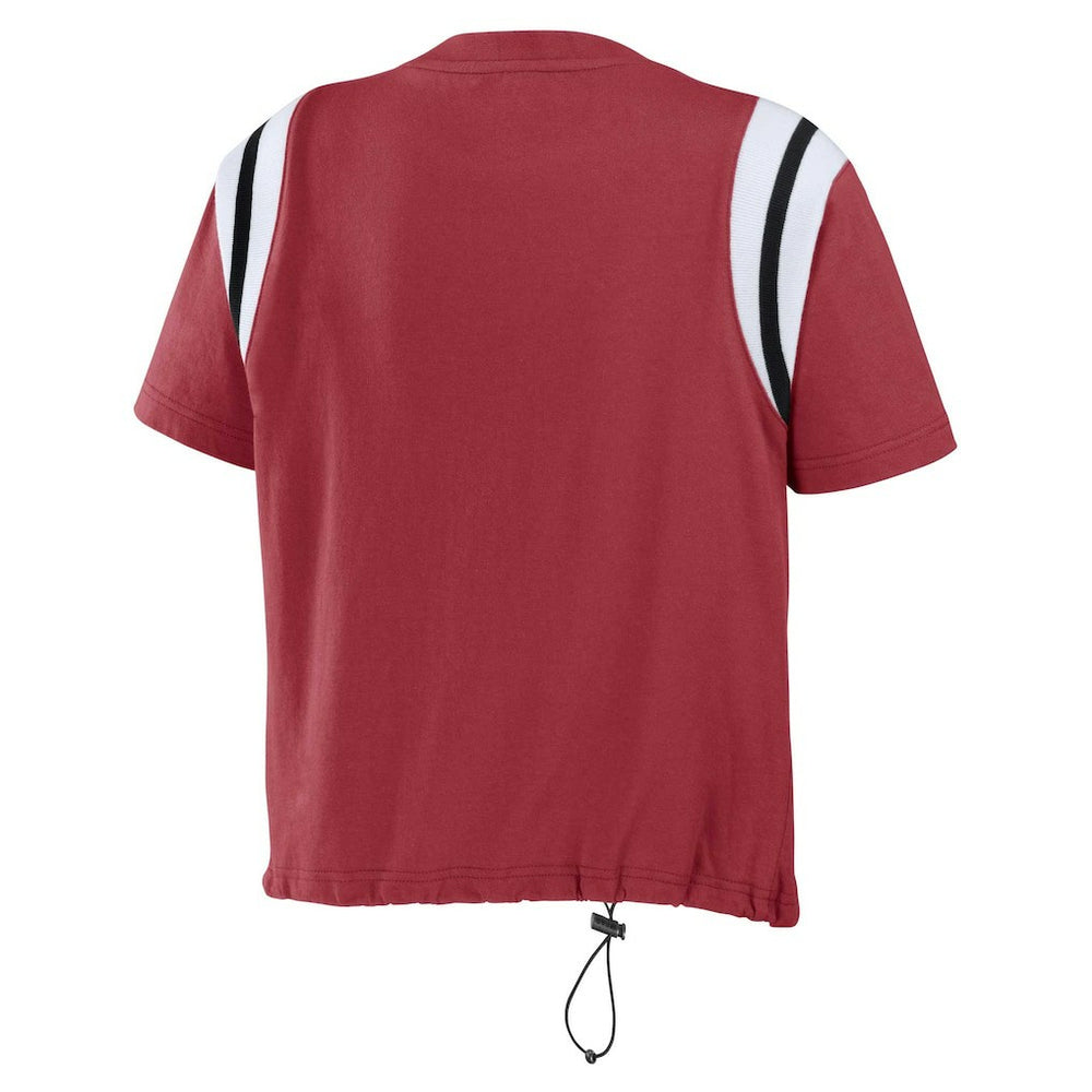 Arizona Cardinals WEAR by Erin Andrews Women's Cinched Colorblock T-Shirt - Cardinal for sale
