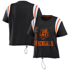 Cincinnati Bengals WEAR by Erin Andrews Women's Cinched Colorblock T-Shirt - Black online