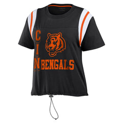 Cincinnati Bengals WEAR by Erin Andrews Women's Cinched Colorblock T-Shirt - Black online