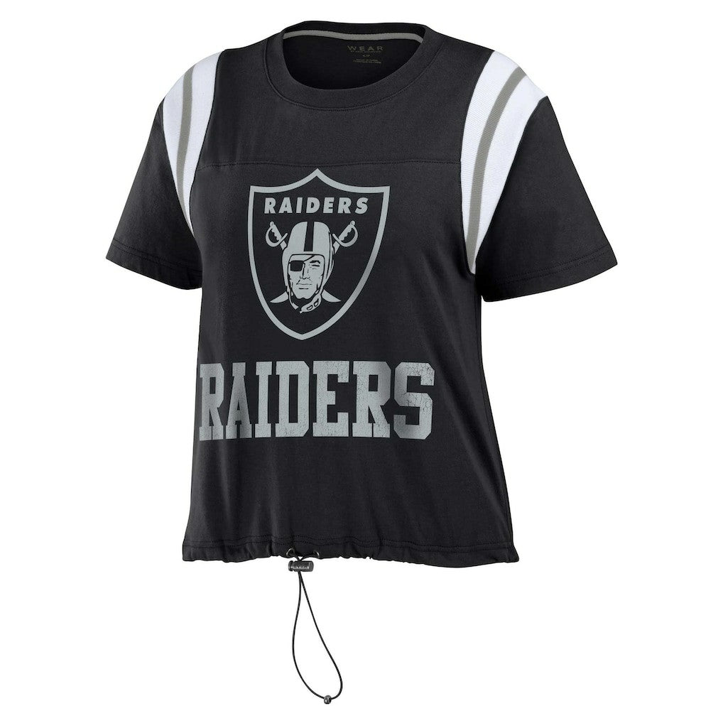 Las Vegas Raiders WEAR by Erin Andrews Women's Cinched Colorblock T-Shirt - Black outlet