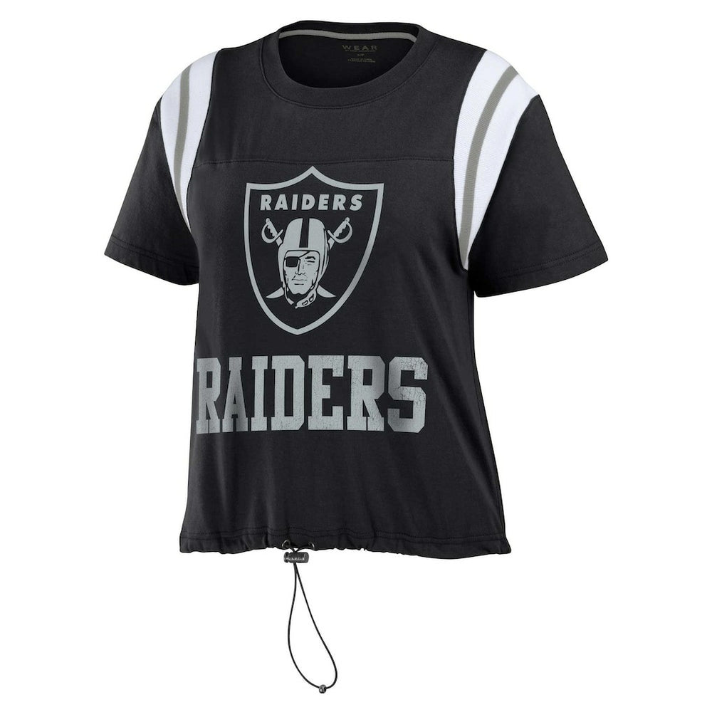 Las Vegas Raiders WEAR by Erin Andrews Women's Cinched Colorblock T-Shirt - Black outlet