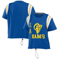 Los Angeles Rams WEAR by Erin Andrews Women's Cinched Colorblock T-Shirt - Royal for sale