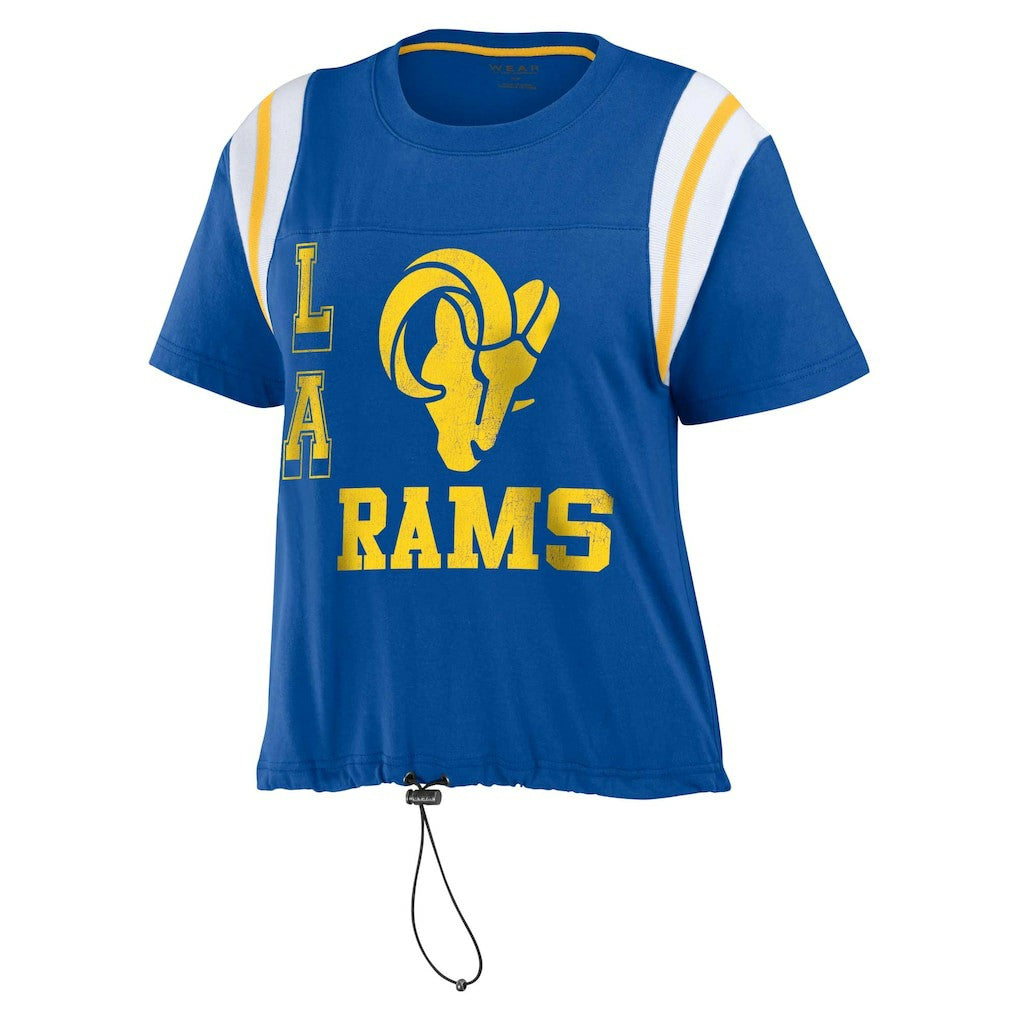 Los Angeles Rams WEAR by Erin Andrews Women's Cinched Colorblock T-Shirt - Royal for sale
