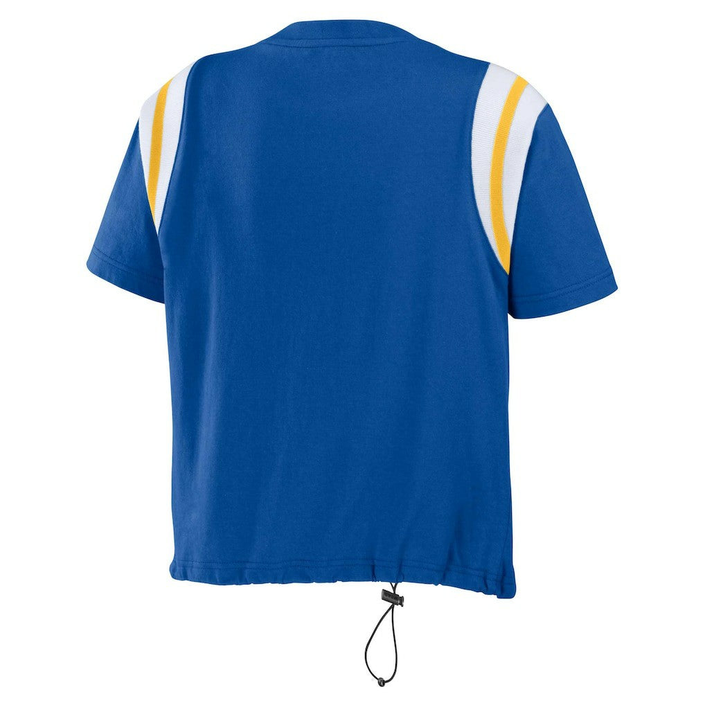 Los Angeles Rams WEAR by Erin Andrews Women's Cinched Colorblock T-Shirt - Royal for sale