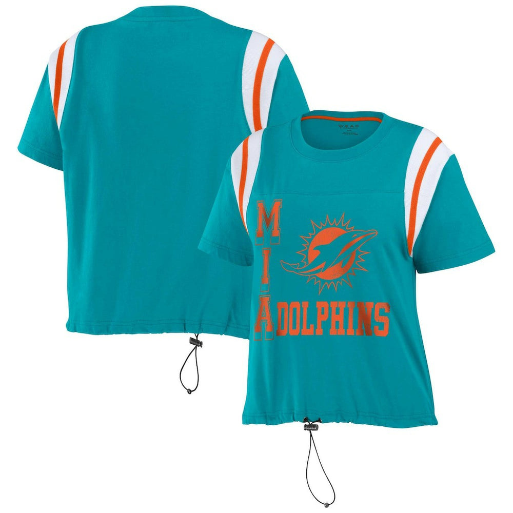 Miami Dolphins WEAR by Erin Andrews Women's Cinched Colorblock T-Shirt - Aqua online