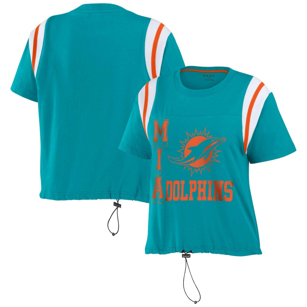 Miami Dolphins WEAR by Erin Andrews Women's Cinched Colorblock T-Shirt - Aqua online