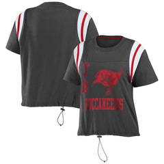 Tampa Bay Buccaneers WEAR by Erin Andrews Women's Cinched Colorblock T-Shirt - Pewter online