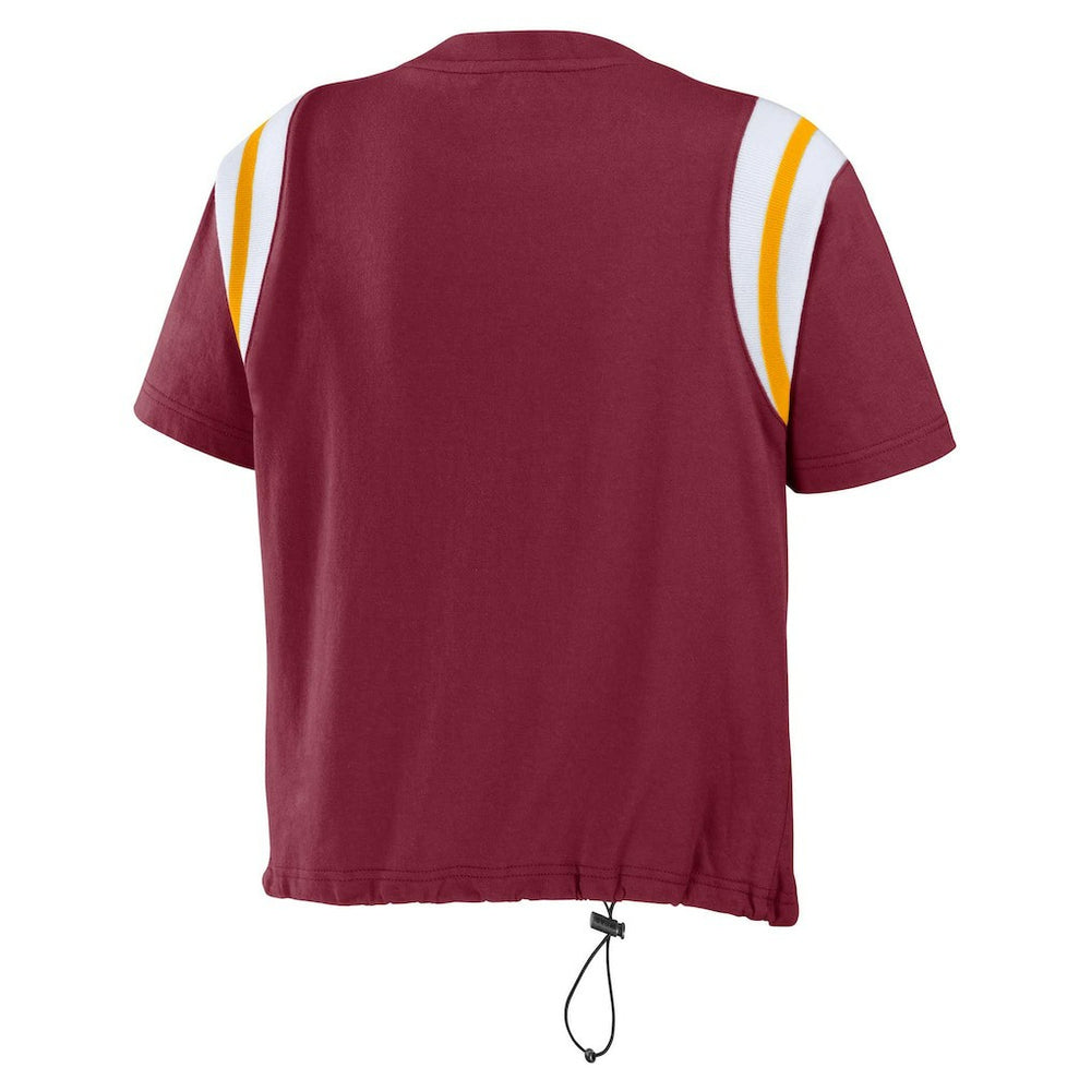 Washington Commanders WEAR by Erin Andrews Women's Cinched Colorblock T-Shirt - Burgundy discount