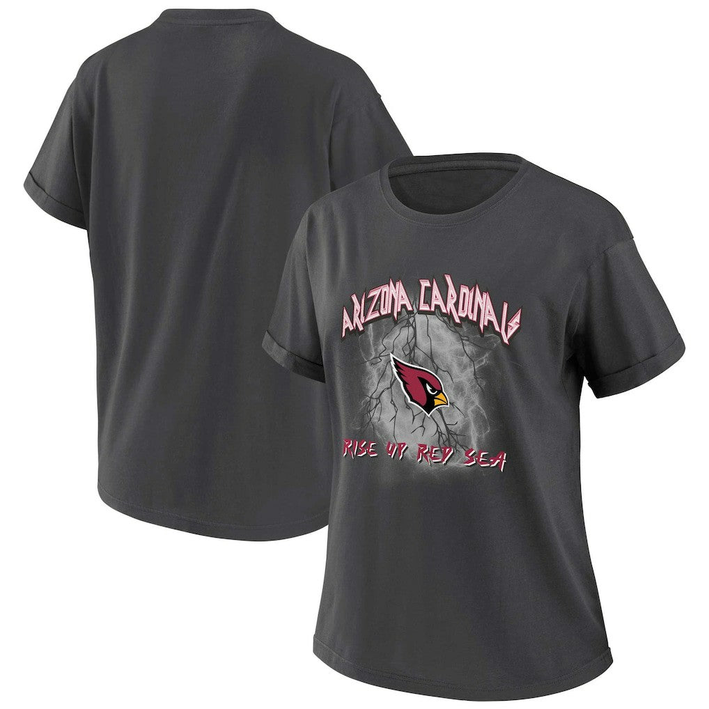 Arizona Cardinals WEAR by Erin Andrews Women's Boyfriend T-Shirt - Charcoal for sale