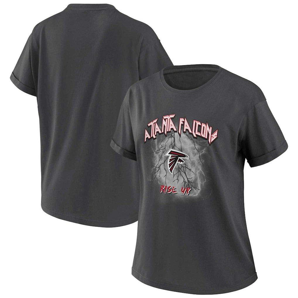 Atlanta Falcons WEAR by Erin Andrews Women's Boyfriend T-Shirt - Charcoal sale