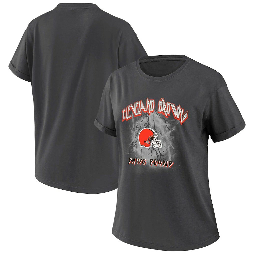 Cleveland Browns WEAR by Erin Andrews Women's Boyfriend T-Shirt - Charcoal discount