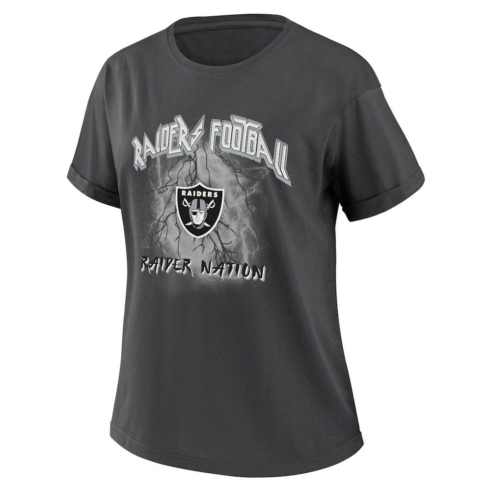 Las Vegas Raiders WEAR by Erin Andrews Women's Boyfriend T-Shirt - Charcoal on sale