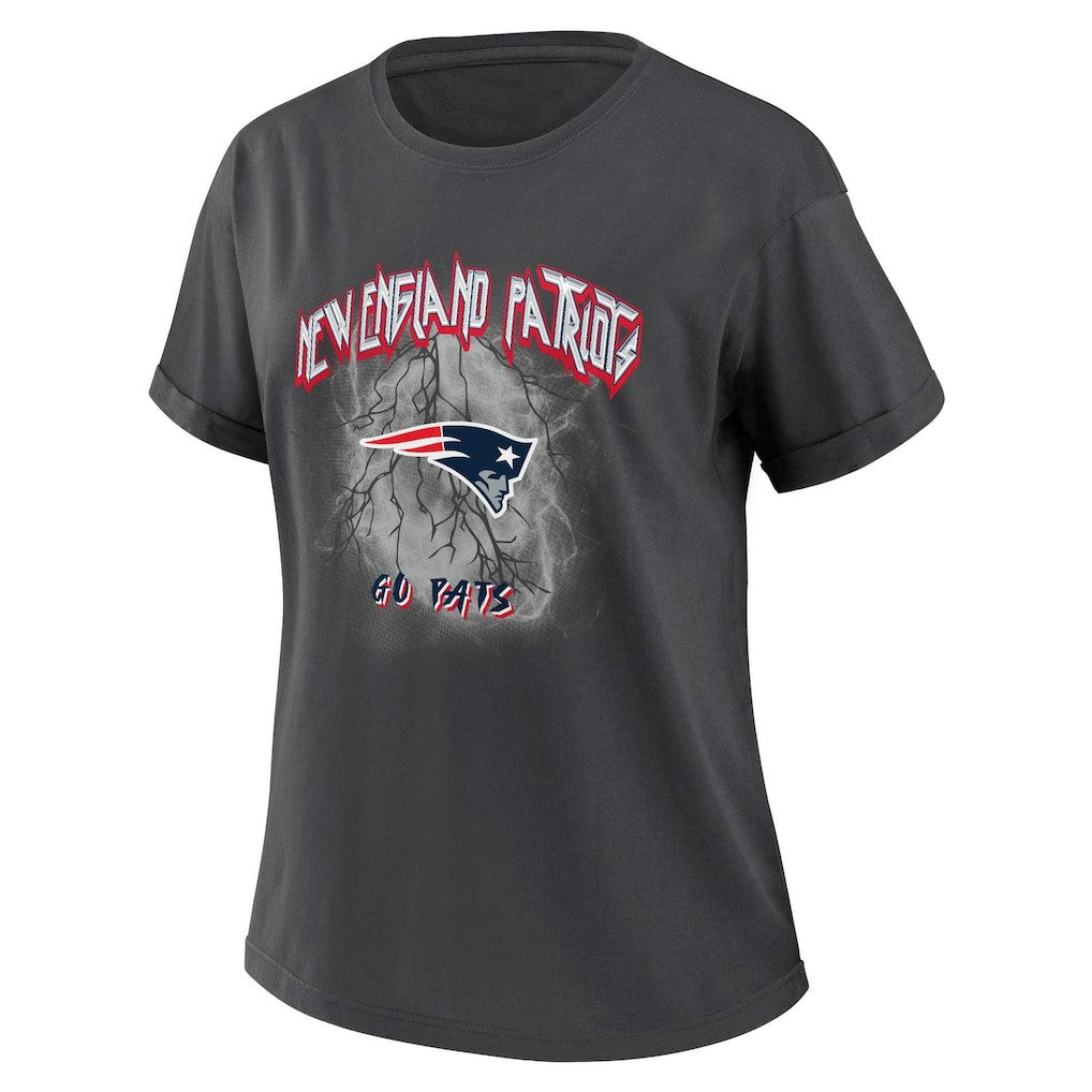 New England Patriots WEAR by Erin Andrews Women's Boyfriend T-Shirt - Charcoal sale