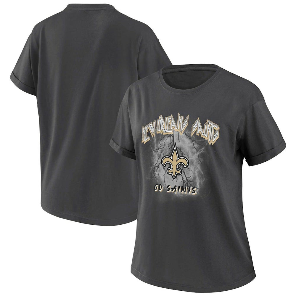 New Orleans Saints WEAR by Erin Andrews Women's Boyfriend T-Shirt - Charcoal online