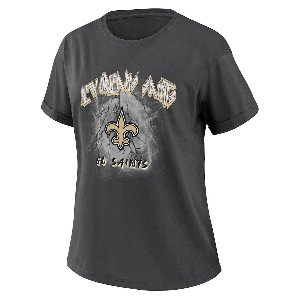 New Orleans Saints WEAR by Erin Andrews Women's Boyfriend T-Shirt - Charcoal online