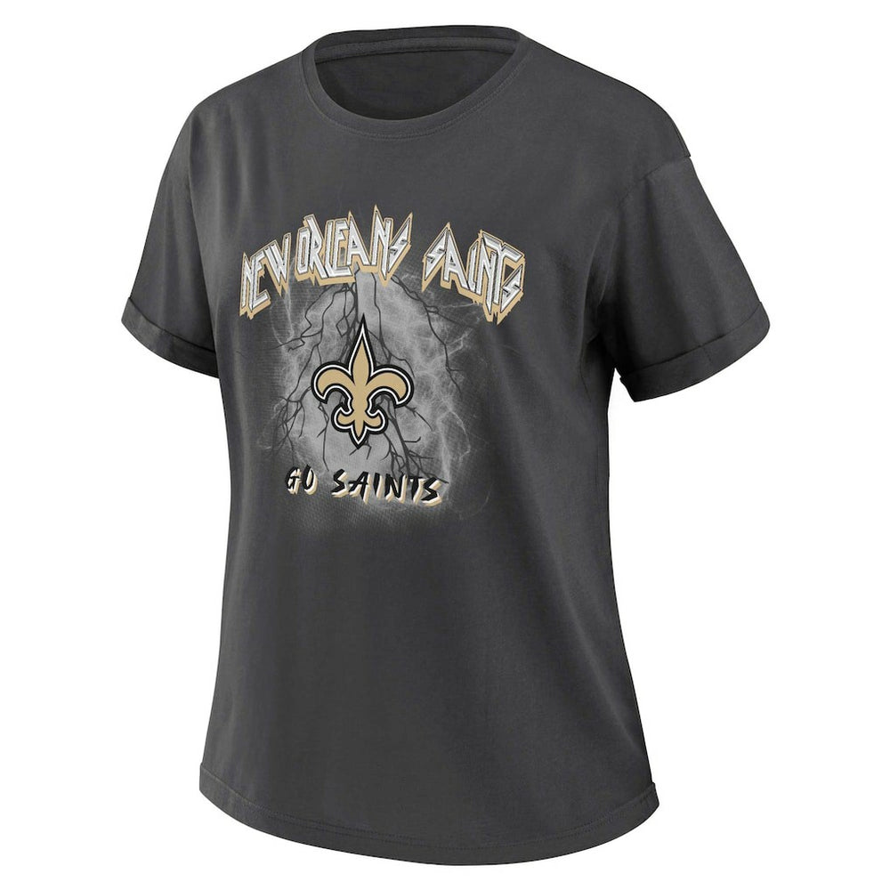 New Orleans Saints WEAR by Erin Andrews Women's Boyfriend T-Shirt - Charcoal online