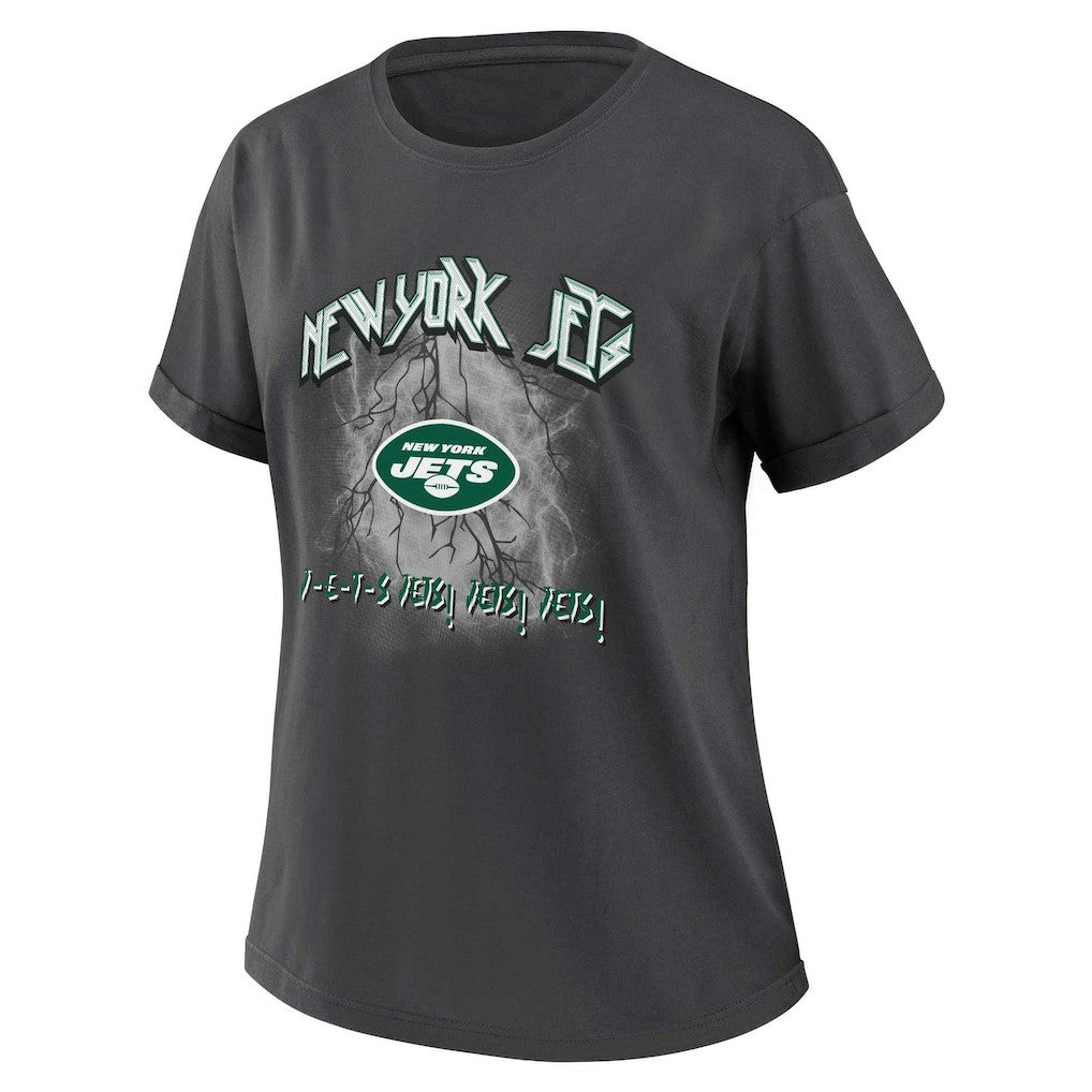 New York Jets WEAR by Erin Andrews Women's Boyfriend T-Shirt - Charcoal on sale