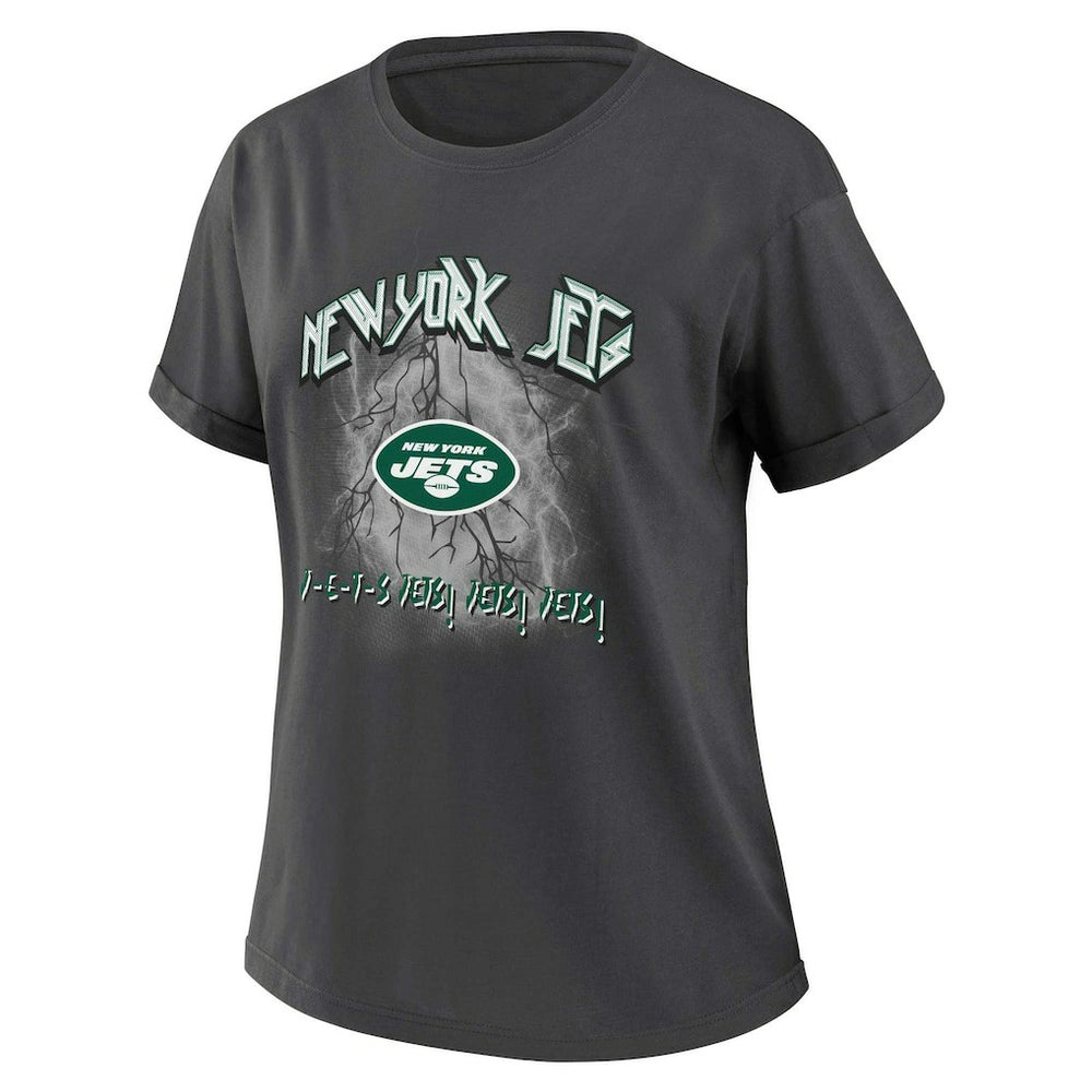 New York Jets WEAR by Erin Andrews Women's Boyfriend T-Shirt - Charcoal on sale