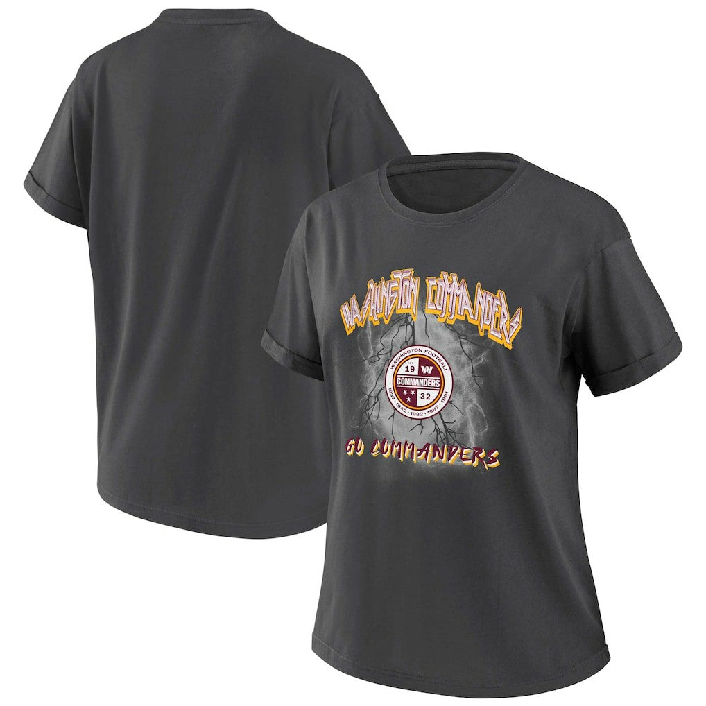 Washington Commanders WEAR by Erin Andrews Women's Boyfriend T-Shirt - Charcoal on sale