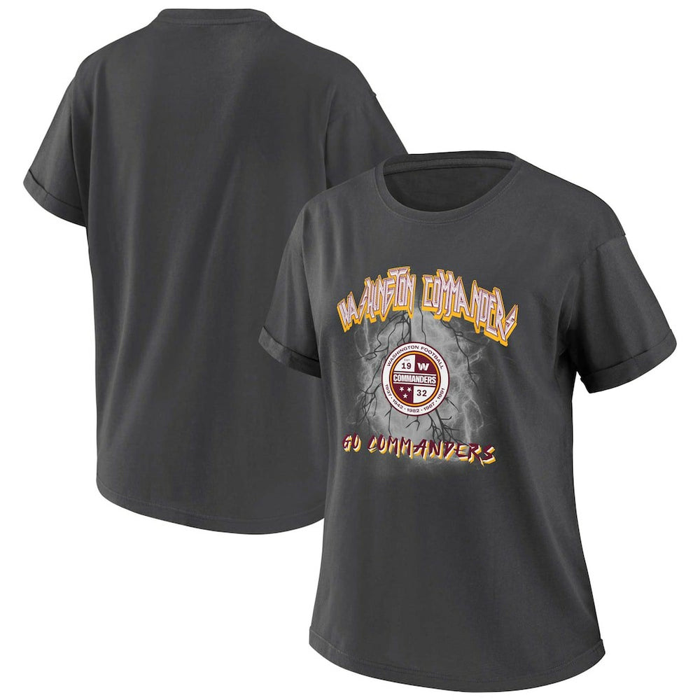 Washington Commanders WEAR by Erin Andrews Women's Boyfriend T-Shirt - Charcoal on sale