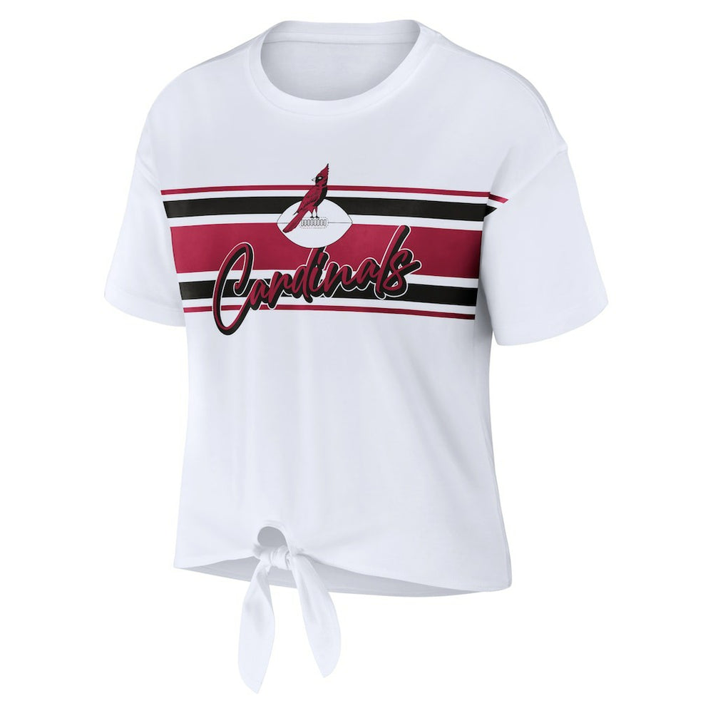 Arizona Cardinals WEAR by Erin Andrews Women's Front Tie Retro T-Shirt - White for sale