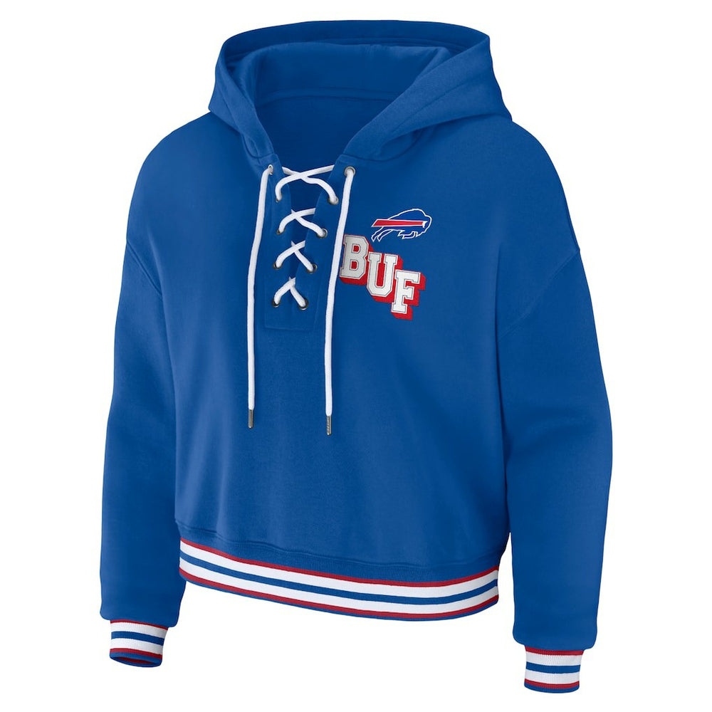 Buffalo Bills WEAR by Erin Andrews Women's Lace-Up Pullover Hoodie - Royal cheap
