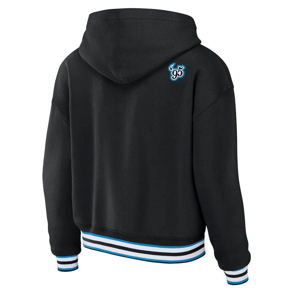 Carolina Panthers WEAR by Erin Andrews Women's Lace-Up Pullover Hoodie - Black cheap