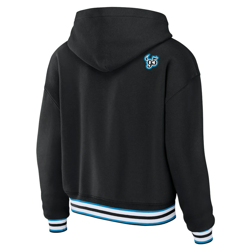 Carolina Panthers WEAR by Erin Andrews Women's Lace-Up Pullover Hoodie - Black cheap