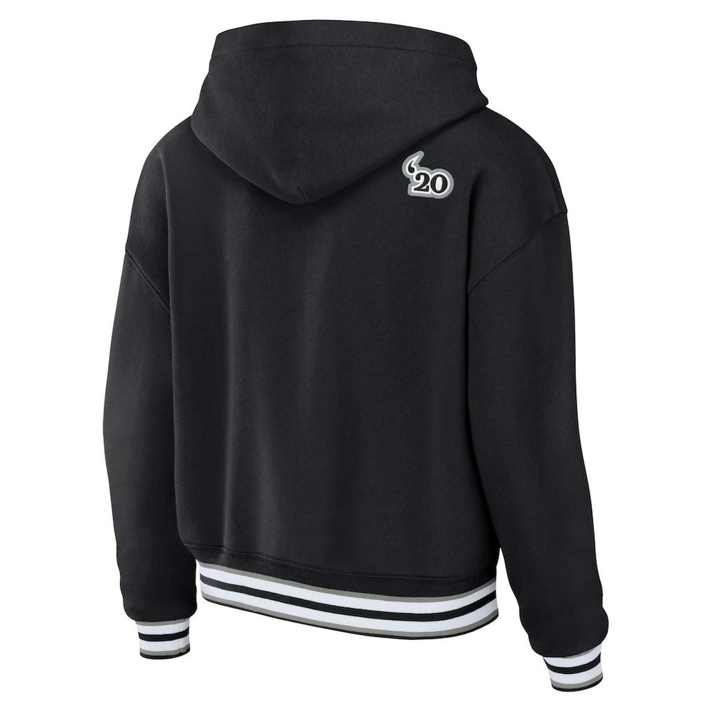 Las Vegas Raiders WEAR by Erin Andrews Women's Lace-Up Pullover Hoodie - Black discount