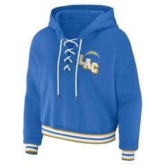 Los Angeles Chargers WEAR by Erin Andrews Women's Lace-Up Pullover Hoodie - Powder Blue sale