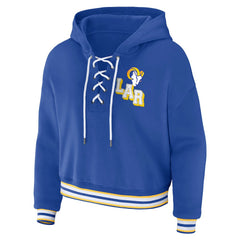 Los Angeles Rams WEAR by Erin Andrews Women's Lace-Up Pullover Hoodie - Royal outlet