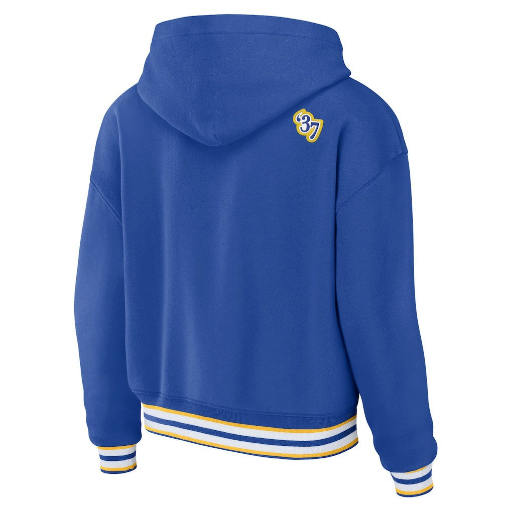 Los Angeles Rams WEAR by Erin Andrews Women's Lace-Up Pullover Hoodie - Royal outlet