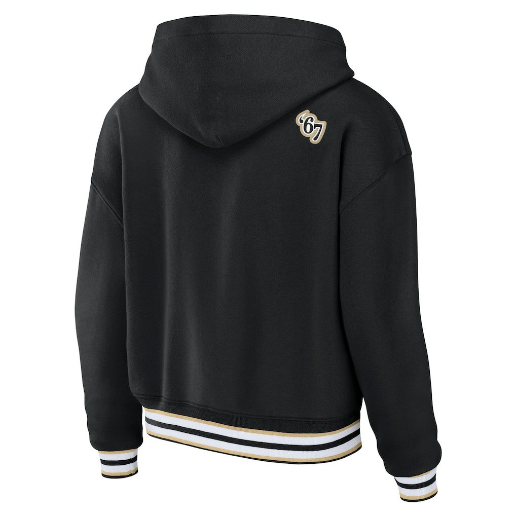 New Orleans Saints WEAR by Erin Andrews Women's Lace-Up Pullover Hoodie - Black for sale