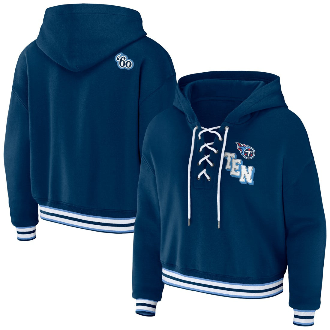 Tennessee Titans WEAR by Erin Andrews Women's Lace-Up Pullover Hoodie - Navy outlet